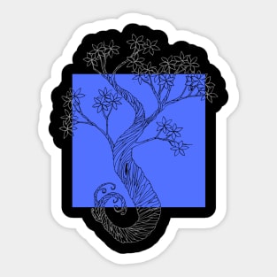 Blue Square Ink Tree Sticker